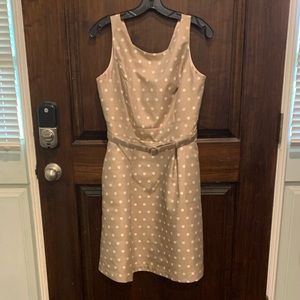 White House Black Market tan polka dot dress